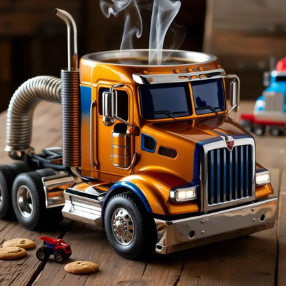 🚛Ručne vyrobený hrnček na kávu s kamiónom