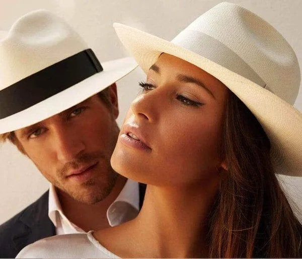 👒【56-58cm】Sombrero de palma tejido a mano ecuatoriano con protección solar de verano para hombres y mujeres.