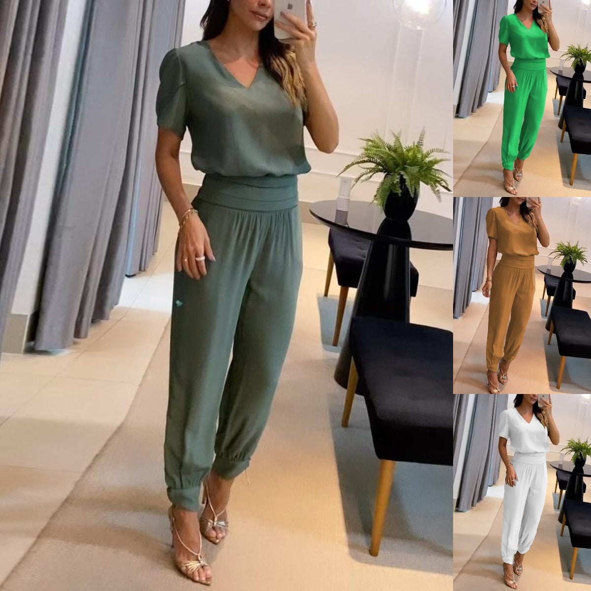 🔥【Zniżka ograniczona czasowo】【S-2XL】🔥Dwuczęściowy damski komplet w casualowym stylu，Dwuczęściowy komplet podkreślający szczupłą talię