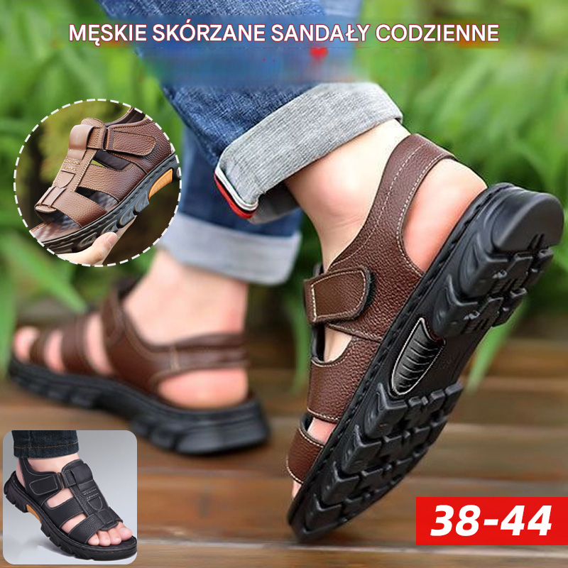 【38~44】Męskie skórzane sandały casualowe