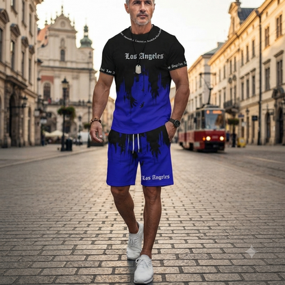 【Płatność przy odbiorze】Męski 2-częściowy letni zestaw sportowy – wygodna koszulka z krótkim rękawem i spodenki na co dzień i do domu