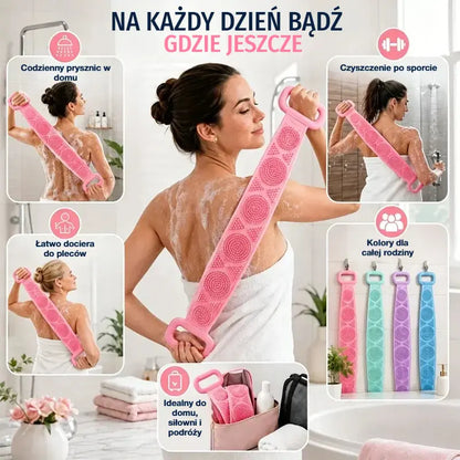 🔥Kup jeden, drugi gratis🔥🛁 Dwustronne silikonowe rękawice kąpielowe – bardzo długa szczotka do szorowania ciała, która ułatwia czyszczenie pleców