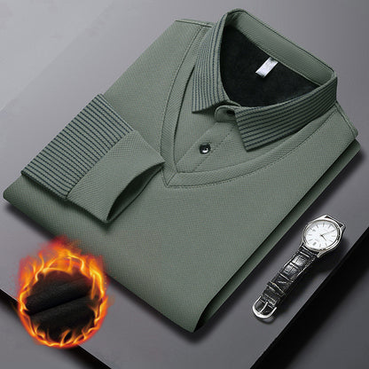 【M-4XL】 Dwuczęściowa koszulka POLO w fałszywe patchworkowe paski