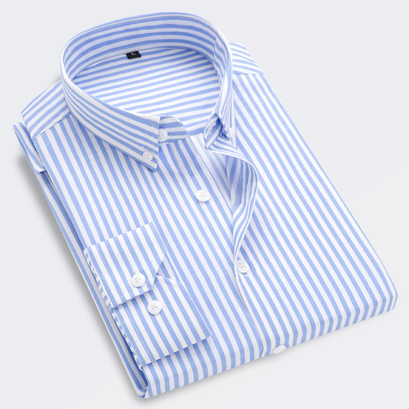 🔥50% отстъпка👕【M-5XL】Мъжка бизнес риза с дълъг ръкав на райета 2026