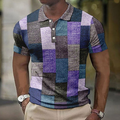 💥【Artículos para el hogar】👕【S-5XL】Camisa POLO informal con estampado geométrico para hombre 2025, súper fácil de usar