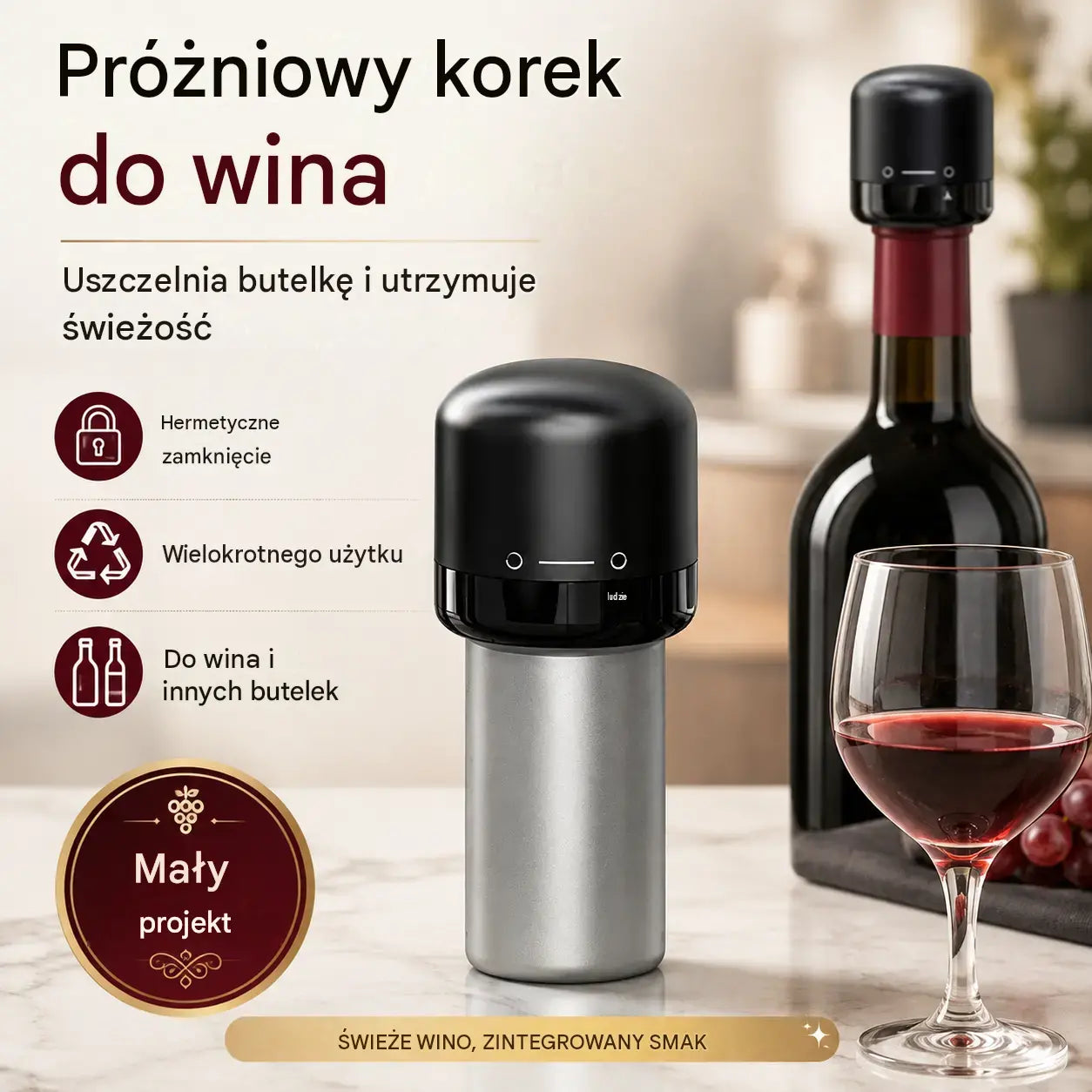 4 sztuka 99zł  ⏰🔥Oferta ograniczona czasowo! 🍾Zatyczki próżniowe do butelek wina🥳🍴