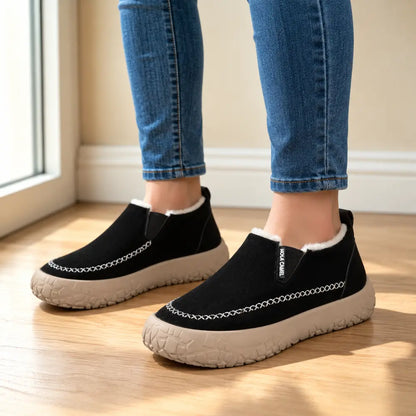 【37-43】Nowe damskie buty zimowe – na grubej podeszwie, ocieplane, ciepłe, wygodne, płytkie, wsuwane, antypoślizgowe, na miękkiej podeszwie