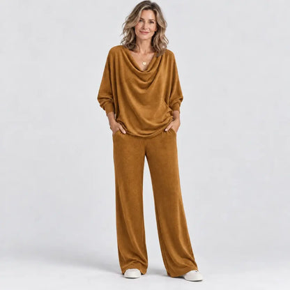 【S-3XL】Elegancki dwuczęściowy komplet: welurowa góra + spodnie w stylu casual