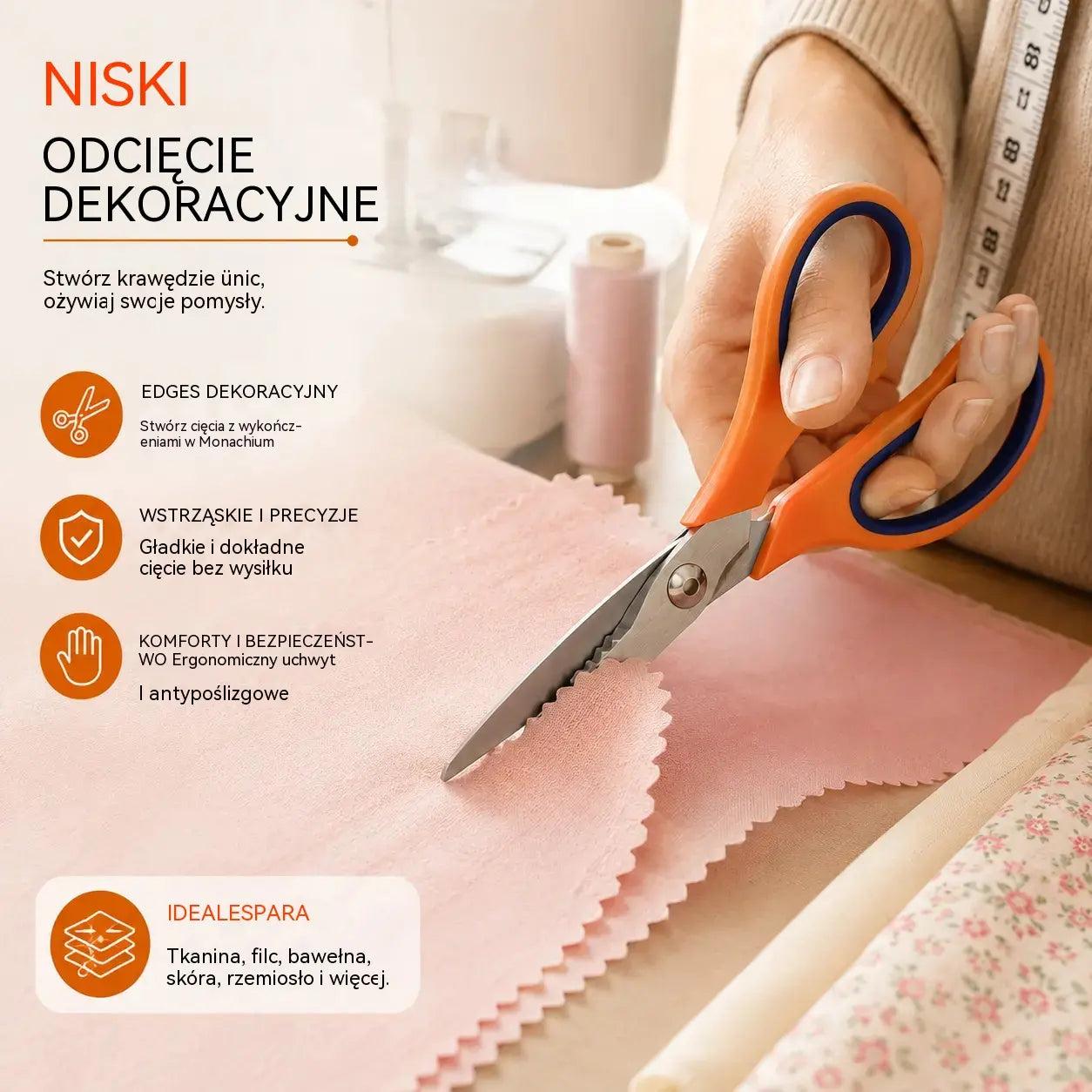 ✂️✂️ Profesjonalne nożyczki ząbkowane - ostre, nożyczki ząbkowane do tkanin