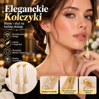📢📢50% taniej!! ⏰Damskie kolczyki z chwostami i cyrkoniami w kształcie łezki (uniwersalny wzór)✨Eleganckie, pozłacane kolczyki wiszące
