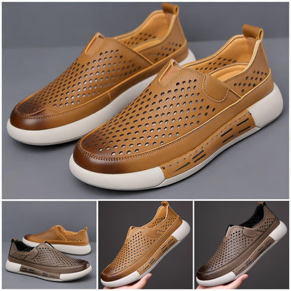 🔥【Zniżka ograniczona czasowo】【39-44】🔥Nowe letnie męskie buty skórzane z miękką podeszwą, wygodne, oddychające, miękkie i odporne na zużycie