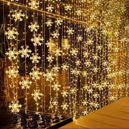 🌟❄️3-meter LED Christmas snowflake lights, romantic Christmas curtain lights, Christmas decorations for 2026.