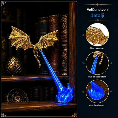 🐉🔥 3D LED svjetlo zmaja koji bljuje vatru | Dekoracija svjetleće police za knjige u fantastičnom stilu