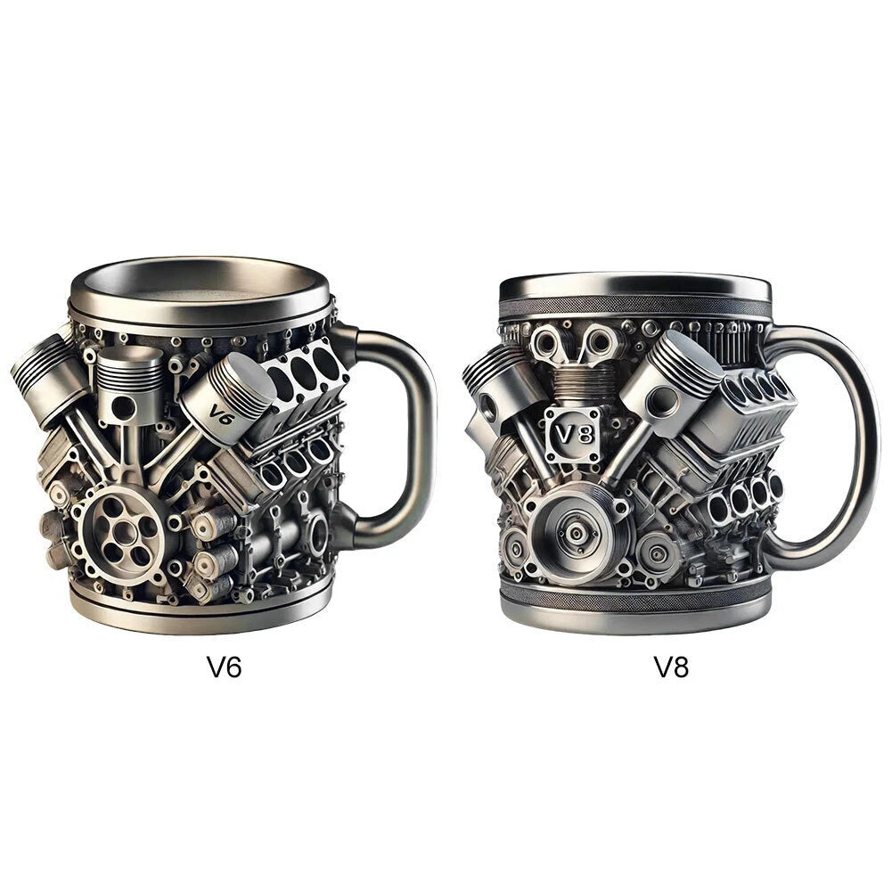 🎁Гореща разпродажба——50% отстъпка🔥☕ Чаша за кафе от неръждаема стомана Creative Engine V6V8, механичен дизайн