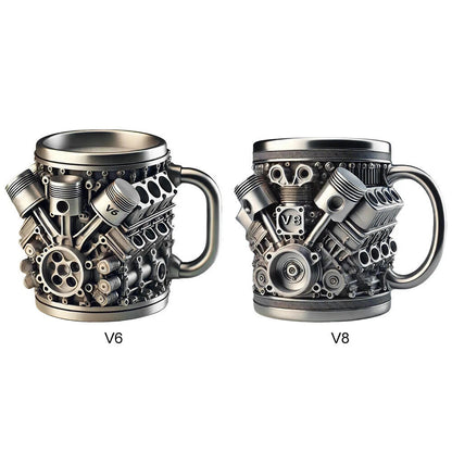 🎁Гореща разпродажба——50% отстъпка🔥☕ Чаша за кафе от неръждаема стомана Creative Engine V6V8, механичен дизайн