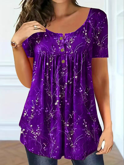 📢【Zniżka ograniczona czasowo】【L-6XL】🔥【2 sztuka 149】🔥🦋Plisowana tunika damska z kwiatowym nadrukiem – elegancja, która porusza się razem z Tobą.🌸