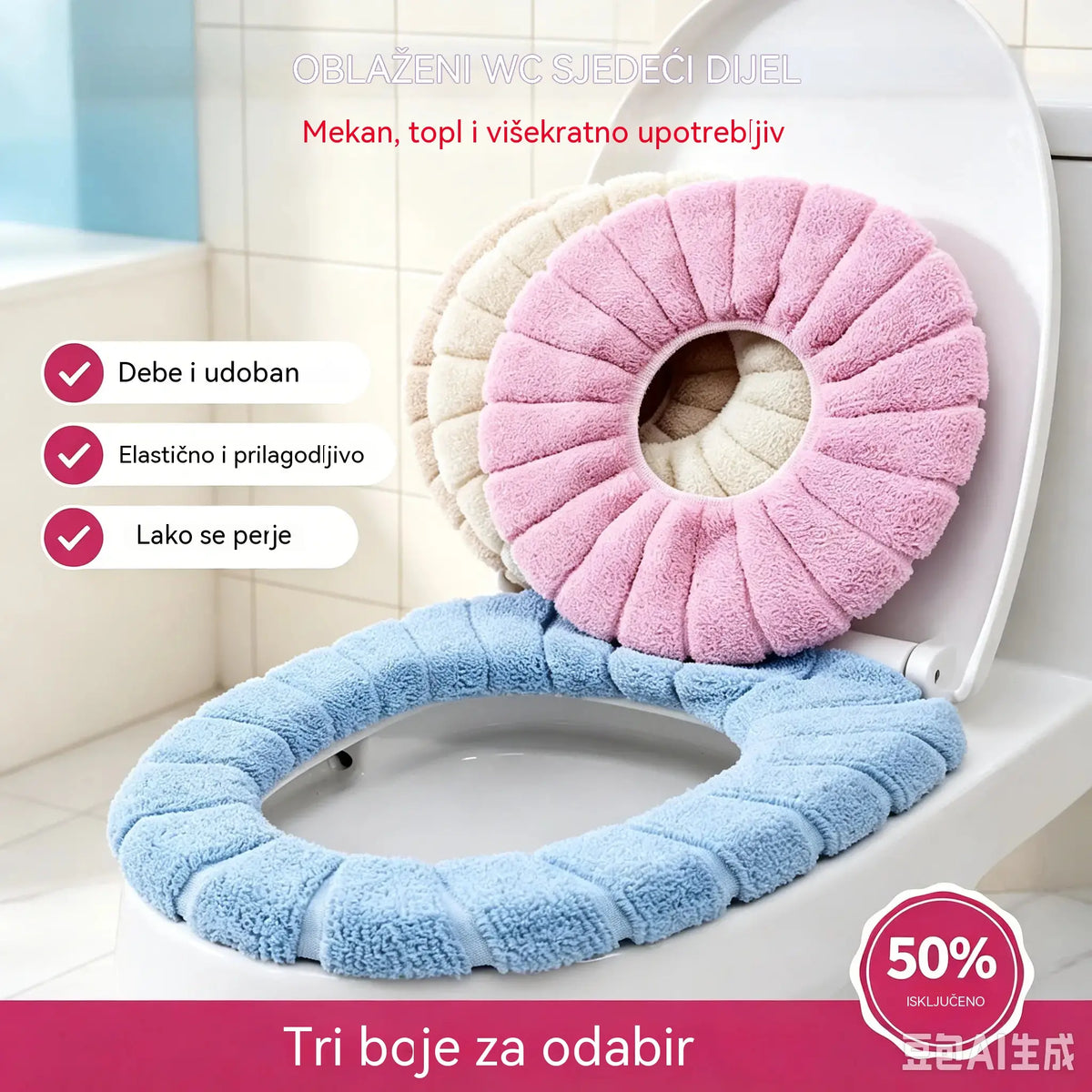 [2 za 21 eura] Univerzalne zimske tople navlake za WC školjku
