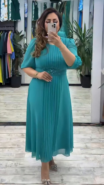 【🔥Producto estrella 🔥】👗【S-5XL】Vestido de gasa informal, elegante, clásico, sencillo y moderno para mujer.