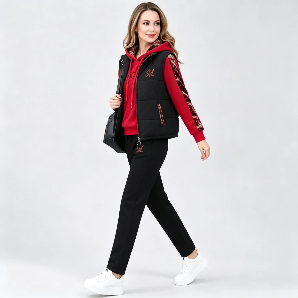 🔥🔥【Camiseta + Chaleco + Pantalones】Elegante conjunto de 3 piezas abrigado para otoño e invierno