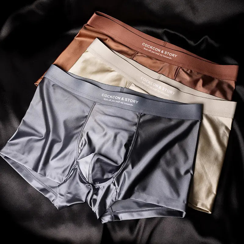 🔥😎【50% de descuento】Bóxers para hombre 10A con entrepierna antibacteriana, Ropa interior transpirable, suave y sin costuras de seda helada, Ropa interior de satén de lujo