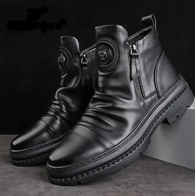 😍👟Oferta ograniczona czasowo🔥[39-44] Nowe brytyjskie męskie skórzane buty z grubą podeszwą i wysoką cholewką