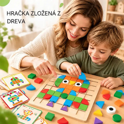 🧩 Drevené puzzle pre deti, 3D vzdelávacia hračka so 120 dielikmi a kartičkami s predlohami – učebná pomôcka, ktorá rozvíja logické myslenie a rozpoznávanie geometrických tvarov 🎨