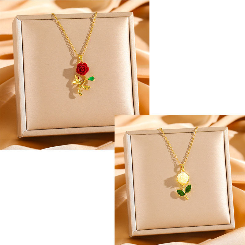 🔥【Oferta ograniczona czasowo: Kup jeden, a drugi dostaniesz gratis】🔥🌹💎 Naszyjnik z zawieszką róży dla kobiet