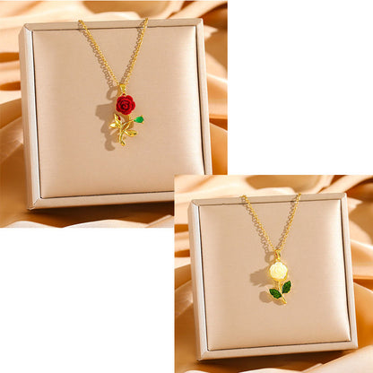 🔥【Oferta ograniczona czasowo: Kup jeden, a drugi dostaniesz gratis】🔥🌹💎 Naszyjnik z zawieszką róży dla kobiet
