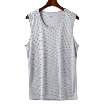 💥【Compra uno y llévate otro gratis】💥Chaleco de malla de seda de hielo para hombre, fino, ajustado, deportivo, sin mangas, para fitness, para hombre