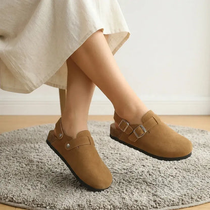 👟【35-45】Sandały typu mule na platformie w dużych rozmiarach – wsuwane, zapinane na klamrę – wygodne, szerokie, damskie buty