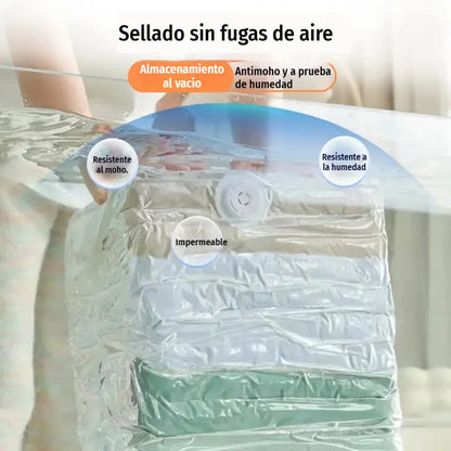 ✨（5 piezas）💨 Bolsa de almacenamiento al vacío grande y compresible: no requiere bomba, es a prueba de fugas e ideal para ahorrar espacio en maletas y en casa ✈️-4330992