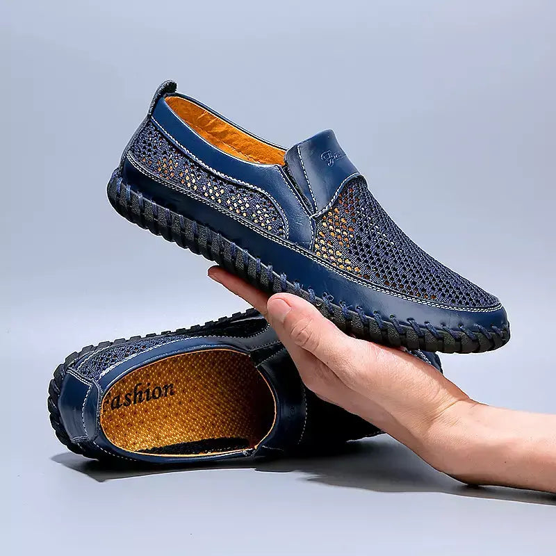 【38-48】👞Nowe męskie buty ze skóry siatkowej na wiosnę i lato - duże rozmiary - prawdziwa skóra bydlęca, odporne na pot i nieprzyjemny zapach, oddychające i wygodne