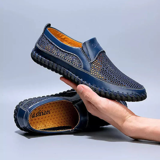 【38-48】👞Nowe męskie buty ze skóry siatkowej na wiosnę i lato - duże rozmiary - prawdziwa skóra bydlęca, odporne na pot i nieprzyjemny zapach, oddychające i wygodne