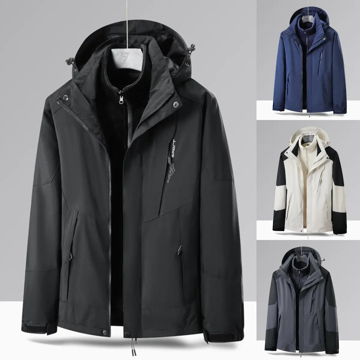 🔥🧥【1 kus, L–6XL】Nová outdoorová bunda 2 v 1 – vodoodolná, vetruodolná a hrejivá, vhodná na turistiku aj každodenné nosenie.