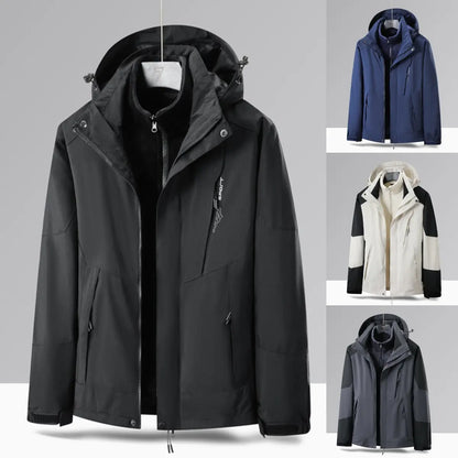 🔥🧥【1 kus, L–6XL】Nová outdoorová bunda 2 v 1 – vodoodolná, vetruodolná a hrejivá, vhodná na turistiku aj každodenné nosenie.