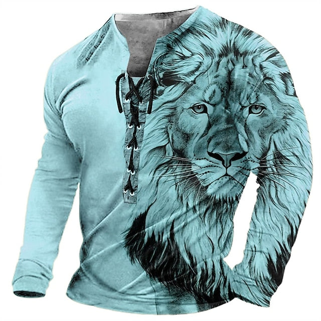 💥【S-4XL】Muška ležerna majica dugih rukava s 3D printom lavova