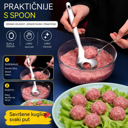 🍖 【3 komada】Kalup za mesne okruglice od nehrđajućeg čelika 304 – Idealno za izradu mesnih i ribljih okruglica, savršeno za kuhanje kod kuće 🥄