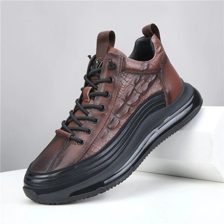 🔥【Oferta ograniczona czasowo】【Rozmiary 38-44】Luksusowe trampki z wytłoczonym wzorem krokodyla, wygodna amortyzacja, niewidoczne zwiększenie wzrostu