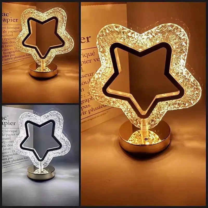 📢📢 Sleva 50 %! ✨ Skleněné noční světlo s geometrickým designem: dotykové ovládání, 3 barvy, nabíjení přes USB, 🏠 útulné osvětlení do ložnice.