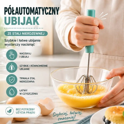 【Zestaw 2 elementów】 Półautomatyczna trzepaczka do jajek ze stali nierdzewnej, możliwa płatność przy odbiorze.