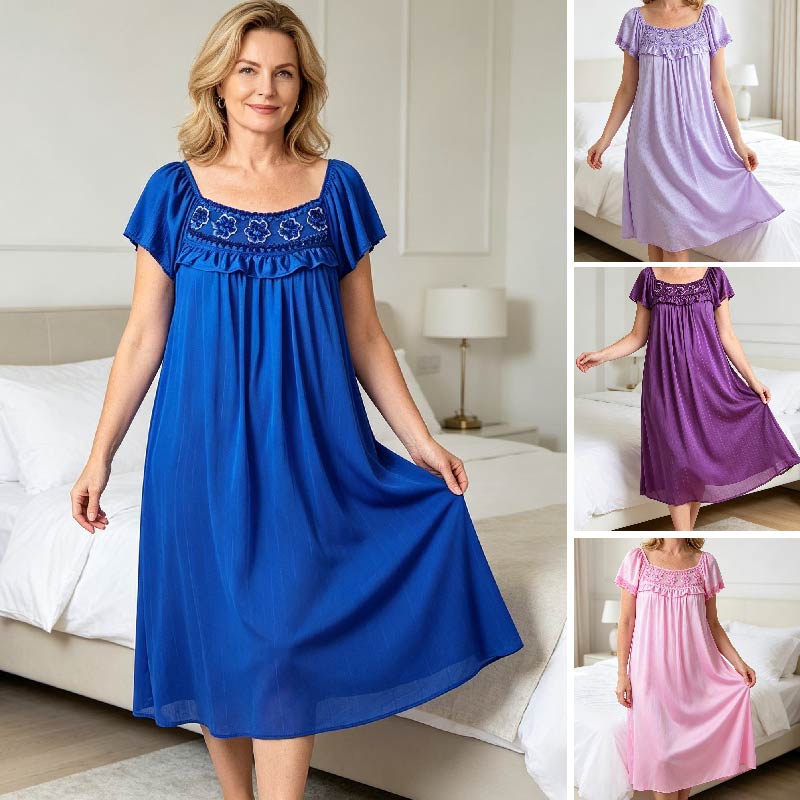 【M-2XL】Лятна нощница за дома, дълга пижама, изработена от фина, нежна за кожата ледена коприна