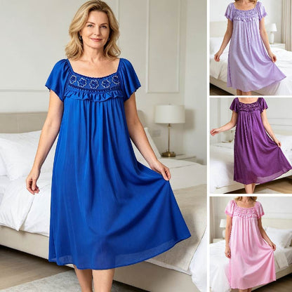 【M-2XL】Лятна нощница за дома, дълга пижама, изработена от фина, нежна за кожата ледена коприна