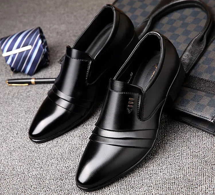 🔥【Zniżka ograniczona czasowo】🔥 Buty męskie skórzane 38–48 – casual i eleganckie, podwyższona podeszwa 2026