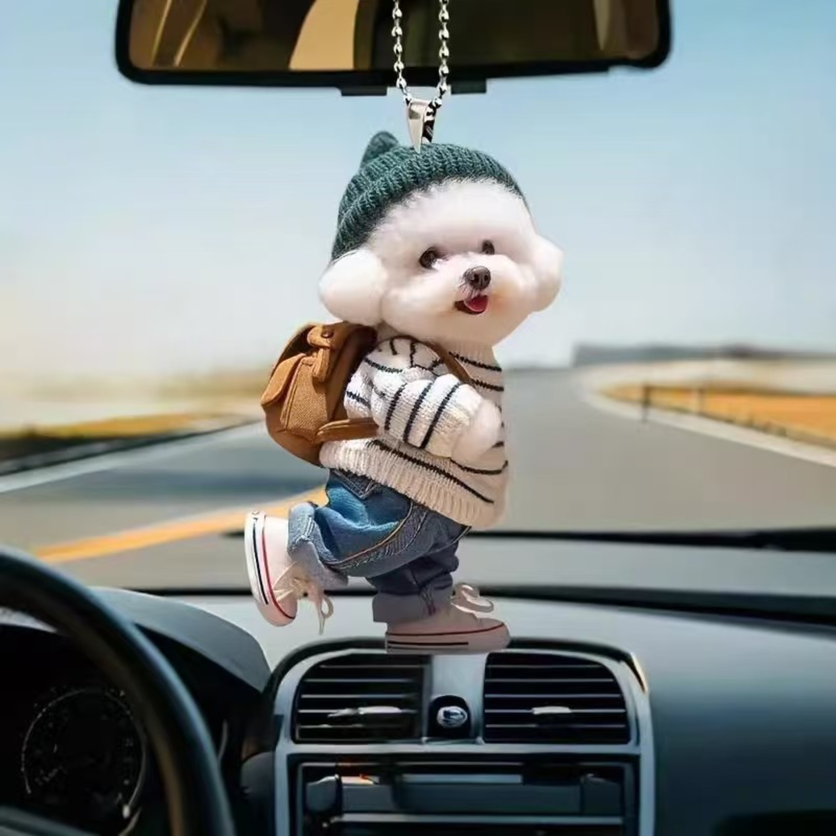 💖¡Superventas!🐶 [Paquete de 5] Creativo y adorable llavero de cachorro de peluche, perfecto para decorar el interior del coche o el bolso.
