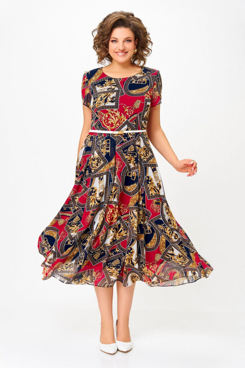 [S-5XL]Elegancka sukienka z nadrukiem retro｜Smukły i kobiecy krój｜Zakrywa biodra｜Wygodna i przewiewna