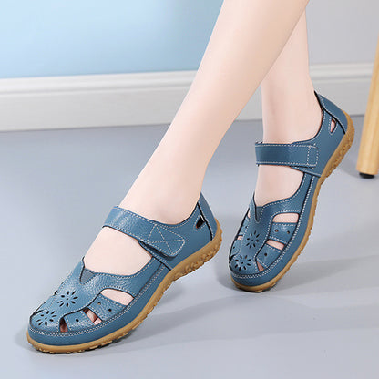 👡【Zniżka ograniczona czasowo】【36-42】🔥Eleganckie i wygodne płaskie sandały ortopedyczne dla kobiet, wykonane z miękkiej skóry naturalnej, wygodne i oddychające.