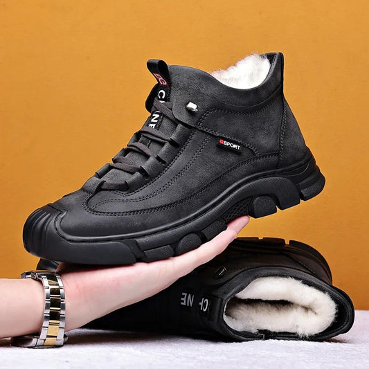 Venta caliente 🔥🍂2025 zapatos casuales de alta gama de invierno para hombres, zapatos de algodón grueso, cálidos y engrosados de terciopelo, zapatos de senderismo antideslizantes para exteriores
