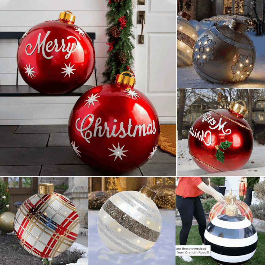 🎁🎉✨🎄Świąteczna nadmuchiwana, dekorowana piłka zewnętrzna z PVC🎅