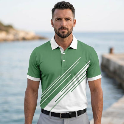 🔥【2 za 139 zł.】👔【S-5XL】Nowa letnia męska koszulka POLO w paski z nadrukiem 3D