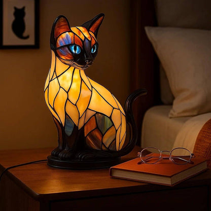 🐱Stolna lampa u obliku mačke, retro noćna lampa izrađena od obojene smole, s motivom mačke